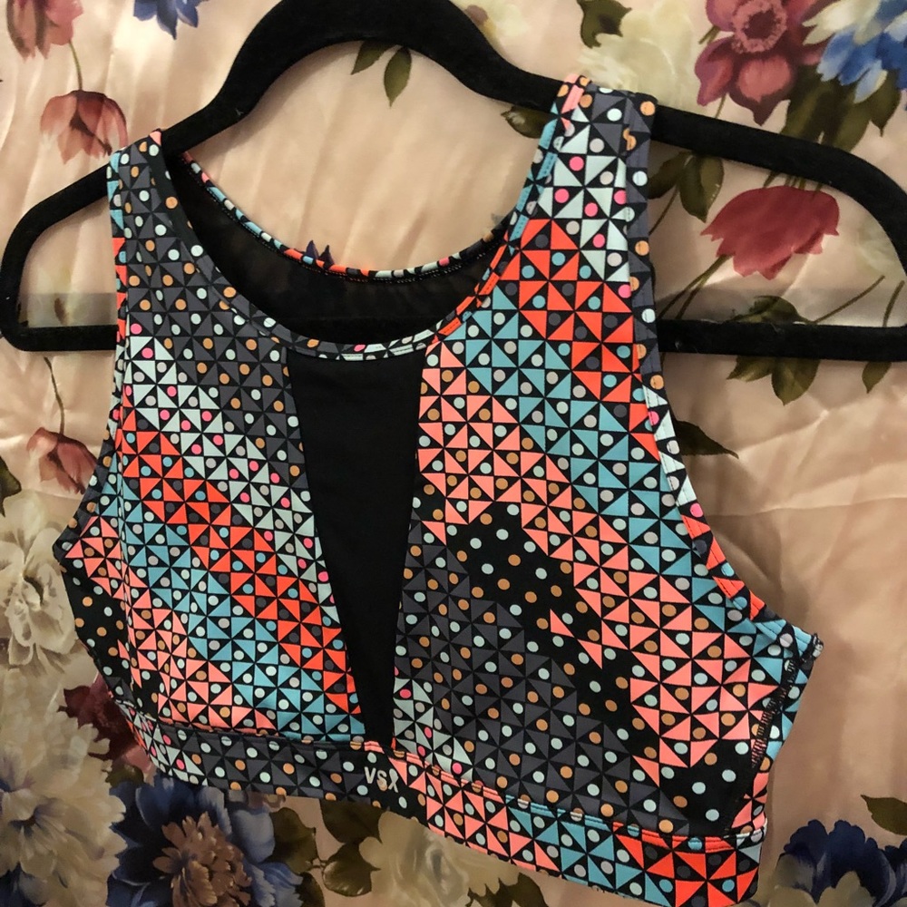 VSX Sport High Neck Mesh Plunge Sport Bra